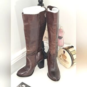Lane Bryant Dark Brown Patent Faux Leather Tall Boots Pre-owned Size 10W